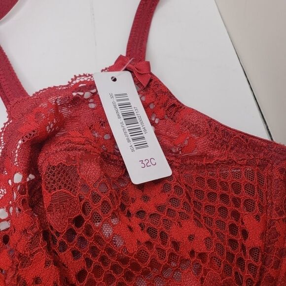 Adore me red lace see through underwire bra 32C NWT - Picture 5 of 7